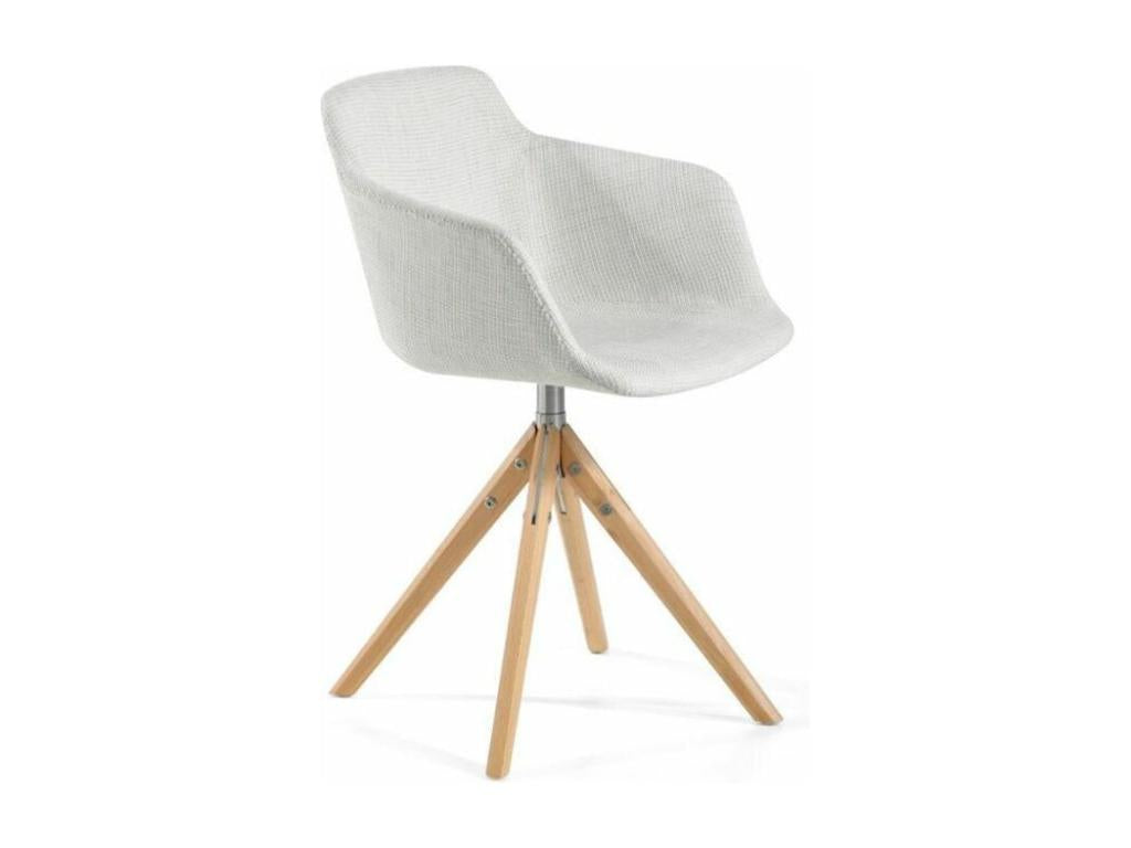 Swivel chair in fabric with light solid ash legs. Nidchicshop-Nidchicshop 01 06493LPLP