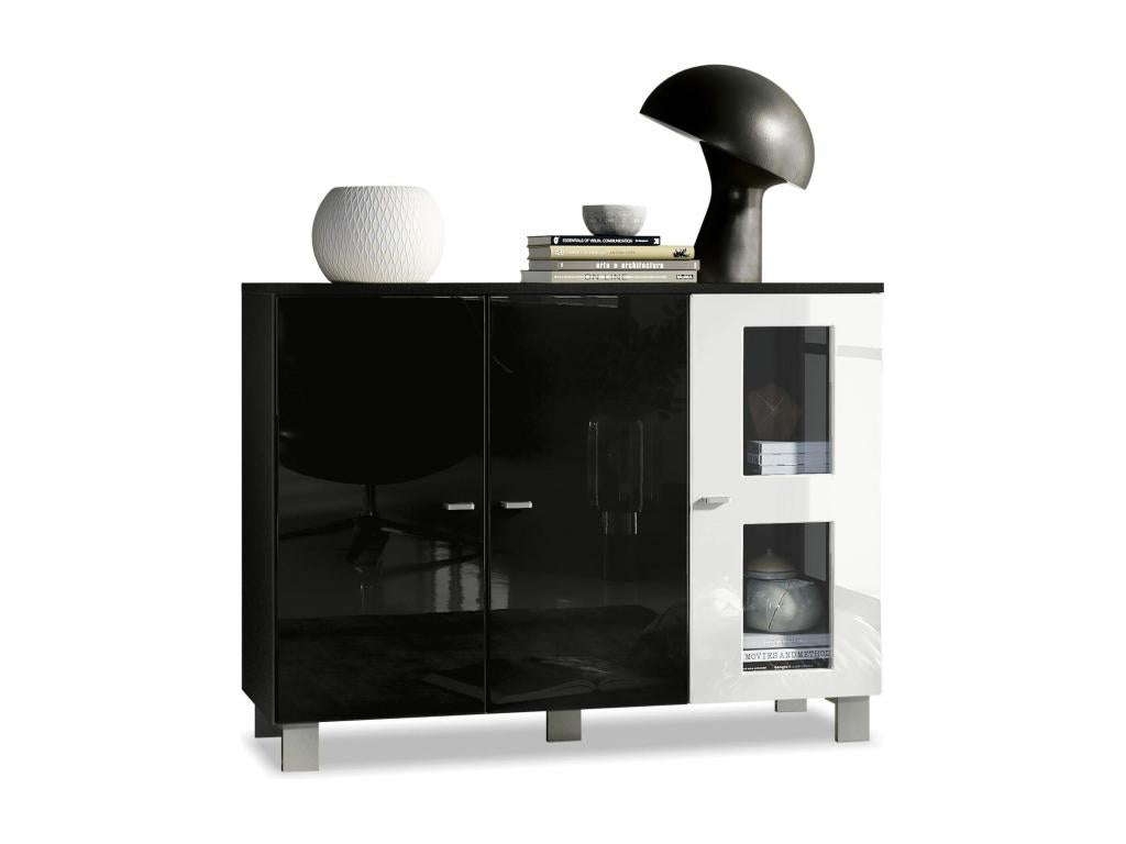 Matte Black and White Lacquered Cabinet (WxHxD) 107x81x35 cm 20041HIGP