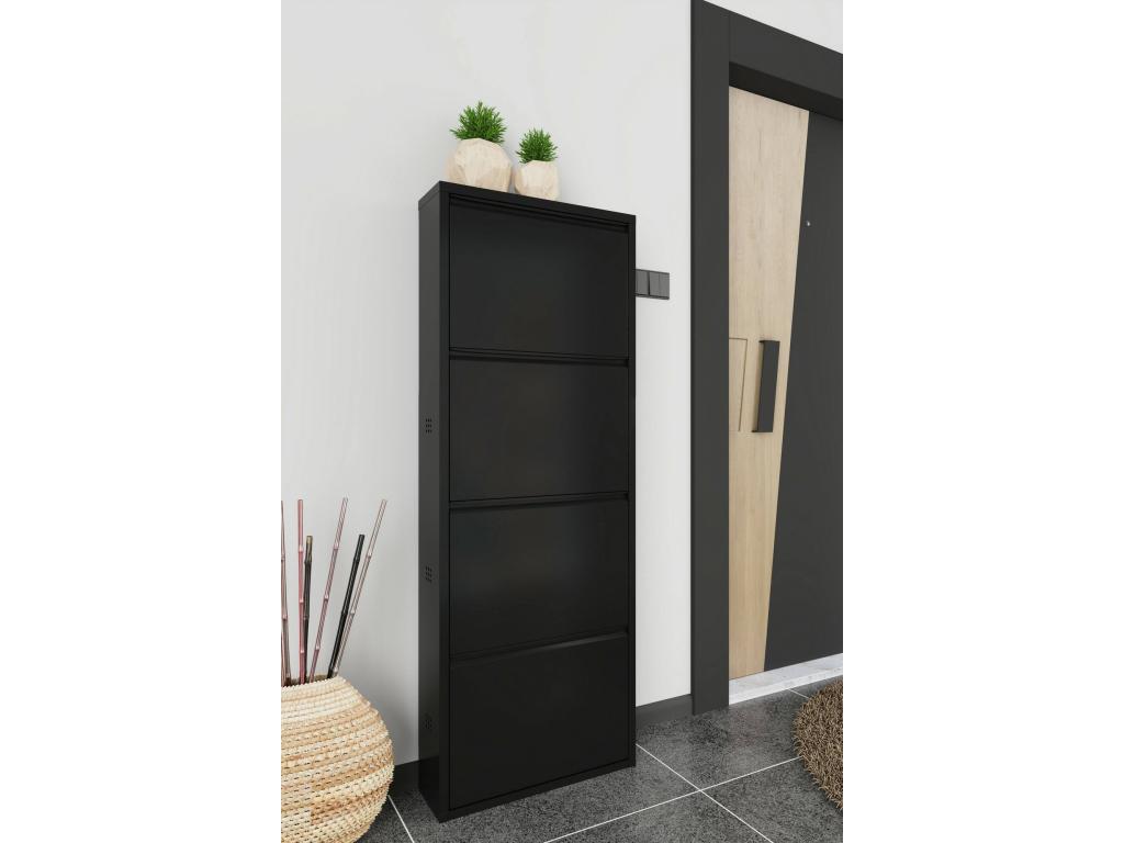 Nidchicshop Shoe Cabinet, Metal Shoe Cabinet, Multipurpose Entryway Cabinet, Shoe Storage, 50x15x138 cm, Black, 60409RTVD