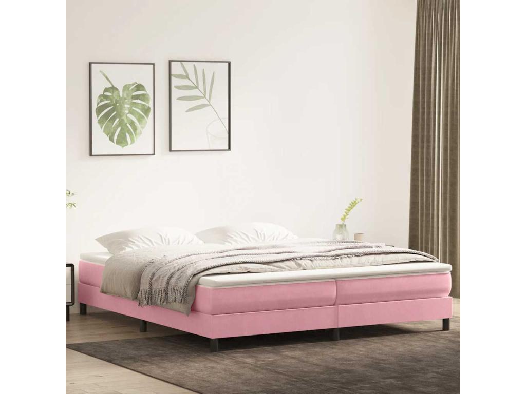 Calmetop bed base without mattress, pink, 200x210 cm, velvet, 82687KLEY