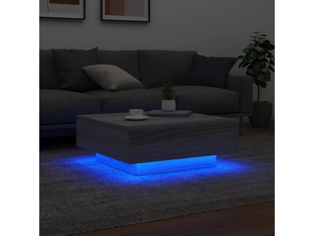 Coffee table with Calmetop LED lights, grey, 80x80x31 cm, 37517JPIC