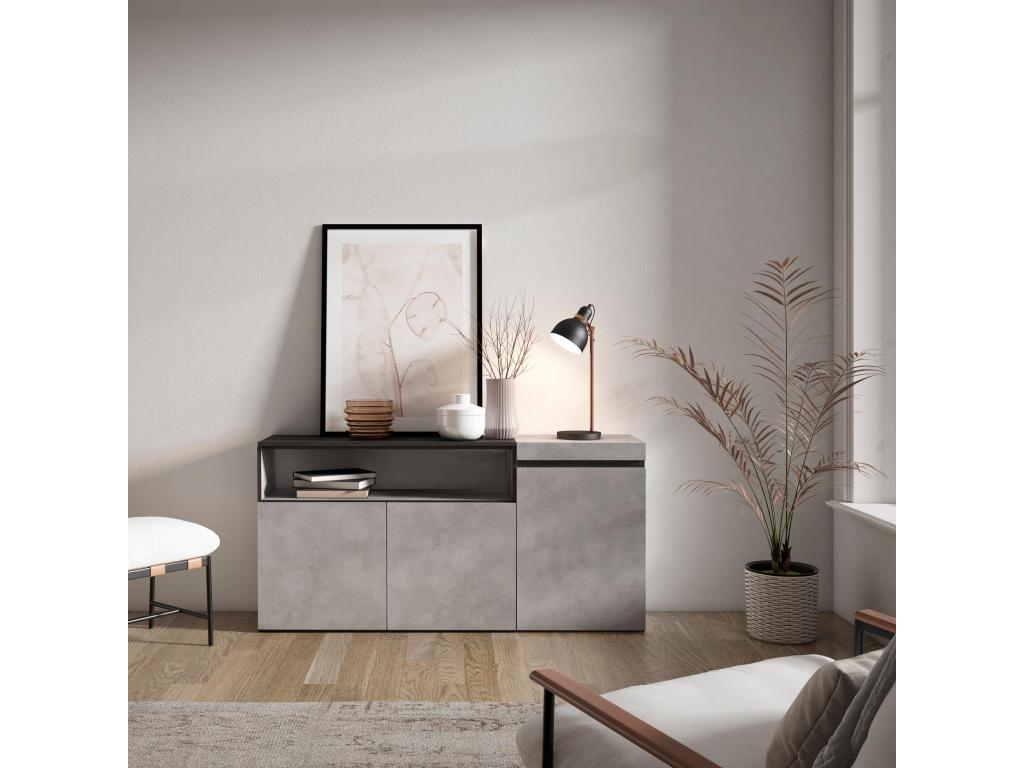 Sideboard for living room and kitchen, 150x75x35cm, 3 Doors, Cement, 41400JOAH