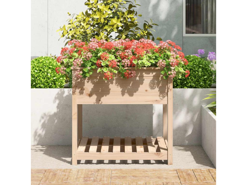Planter with shelf 82.5x82.5x81 Solid pine wood 58651CMSB