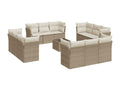 13-piece garden furniture set with cushions, beige wicker resin, 50122YGSK