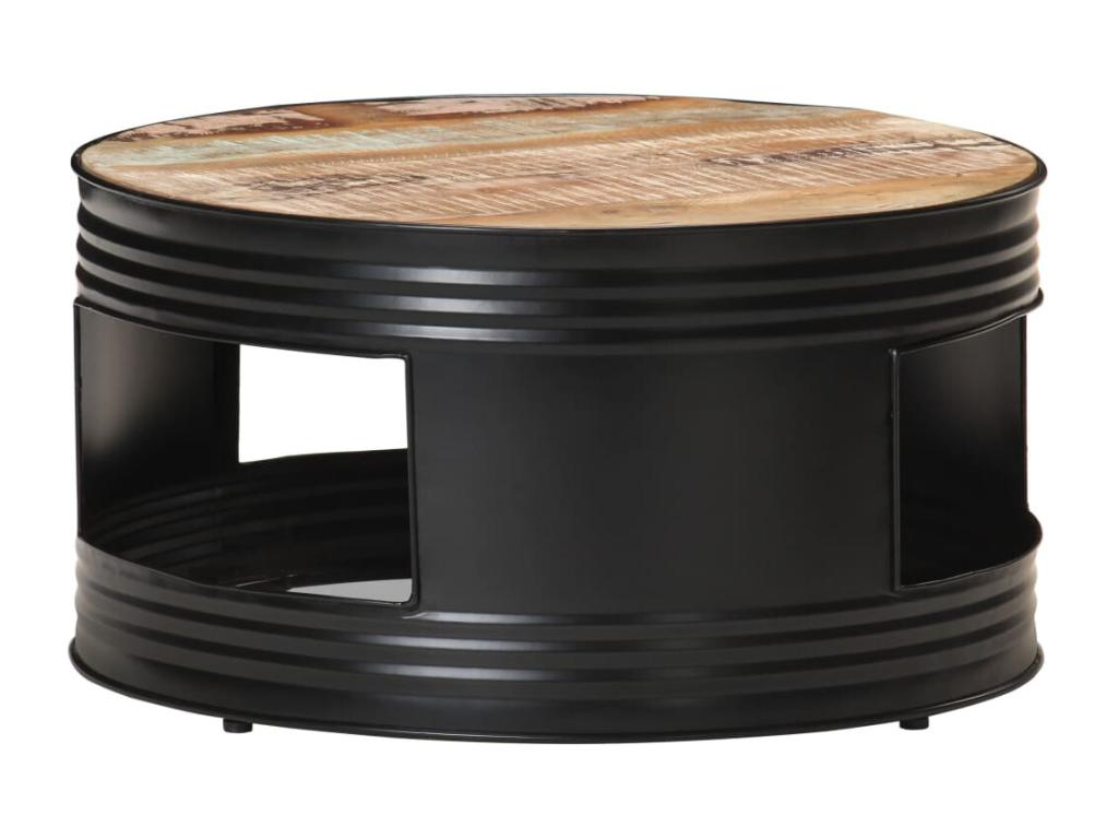 Coffee table, black, 68x68x36 cm, solid reclaimed wood, 74454BZJX