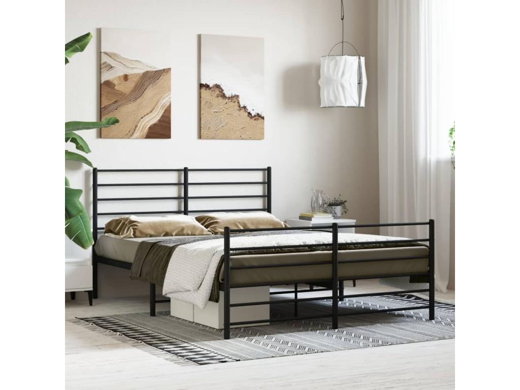Metal bed frame with headboard/footboard, black, 150x200 cm, 47920OYJB