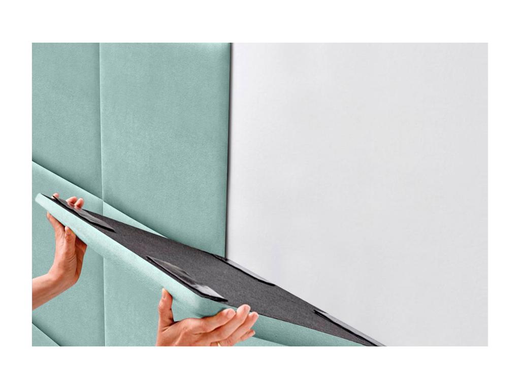 Nidchicshop Upholstered Headboard in Nidchicshop Fabric, Composed of Interchangeable Self-Adhesive Bed Panels for Luxury Bedroom, Green, Nidchicshop 110 cm, 42323NGLE