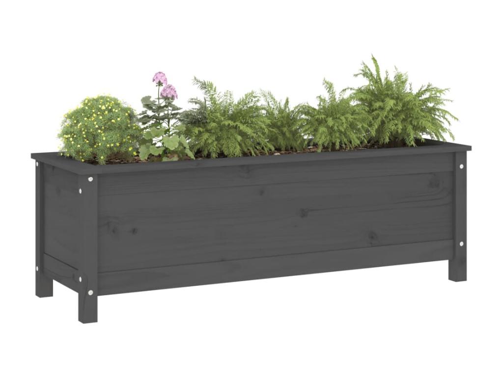 Grey raised garden bed 119.5x40x39 solid pine wood 92412TOWL