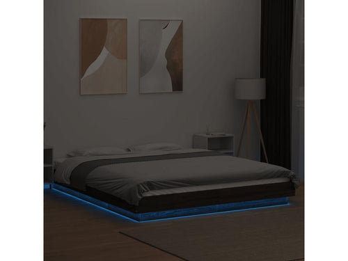 Bed frame with Nidchicshopères LED lights, brown oak, 150x200 cm, 05097RZMA
