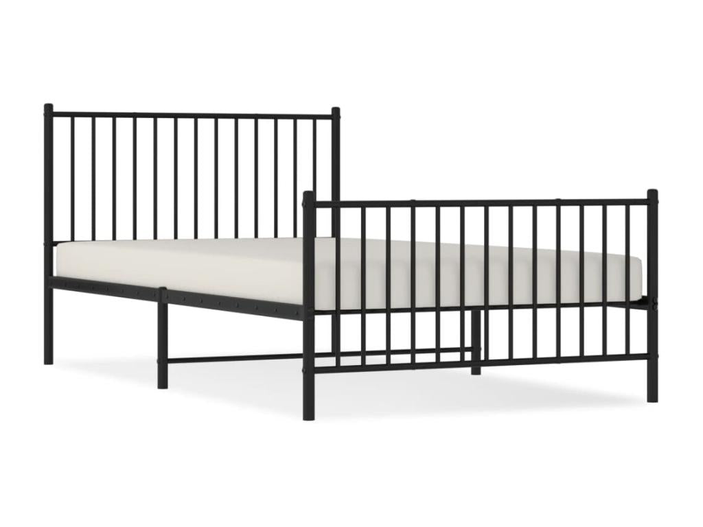 Metal bed frame with headboard and footboard, black, 107x203 cm, 97559ZBBI