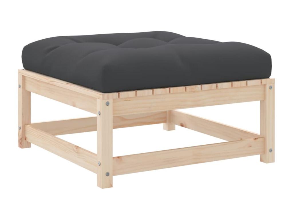 Garden footrest with cushion, solid pine wood, 90360LCOX