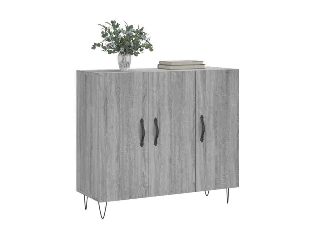 Nidchicshop grey sideboard 90x34x80 cm engineered wood 09787ECEM