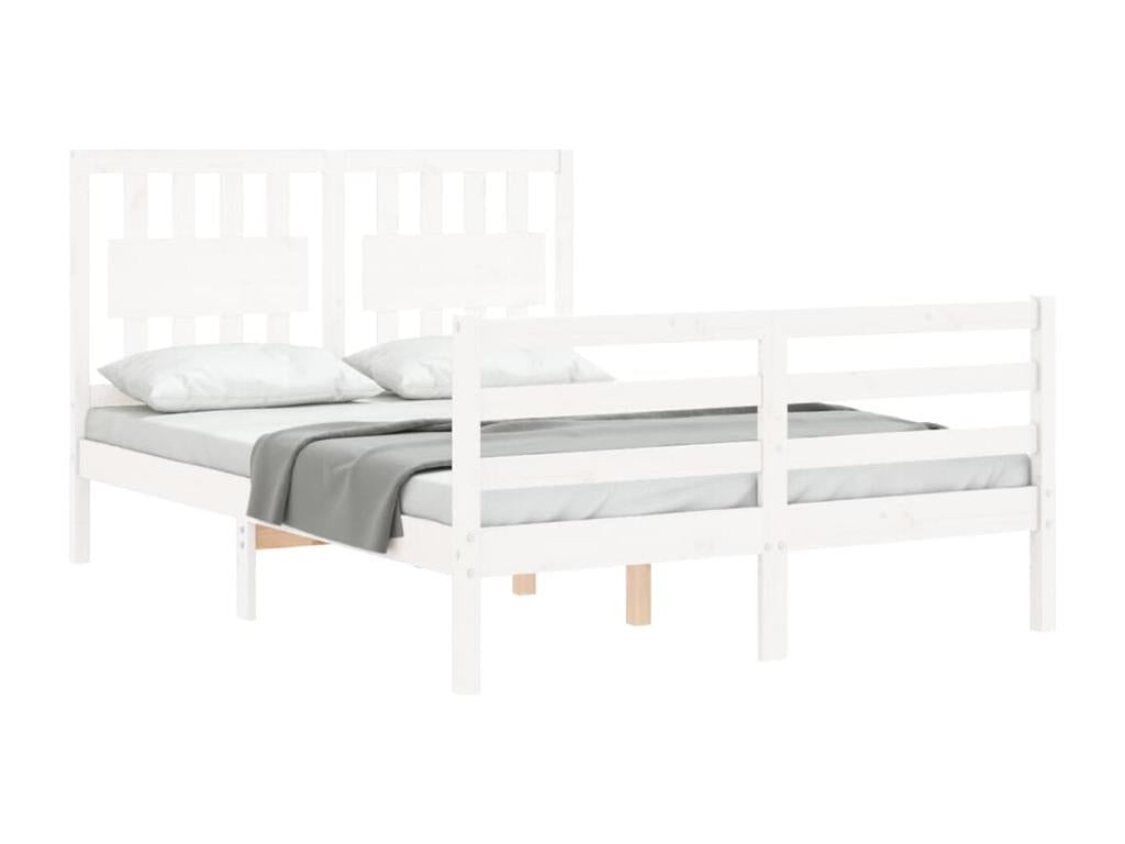 Bed frame without mattress, white, solid wood, 70999OXFR