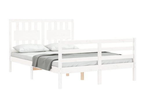 Bed frame without mattress, white, solid wood, 70999OXFR