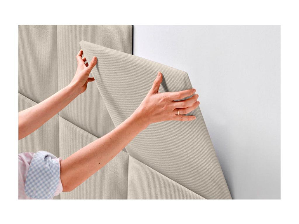 Nidchicshop High-Quality Corduroy Upholstered Headboard, composed of interchangeable self-adhesive panels, beige, 200 cm, 49465KDMH