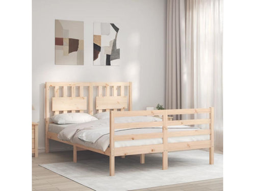 Bed frame with headboard, small double bed, solid wood, 59910PYSP