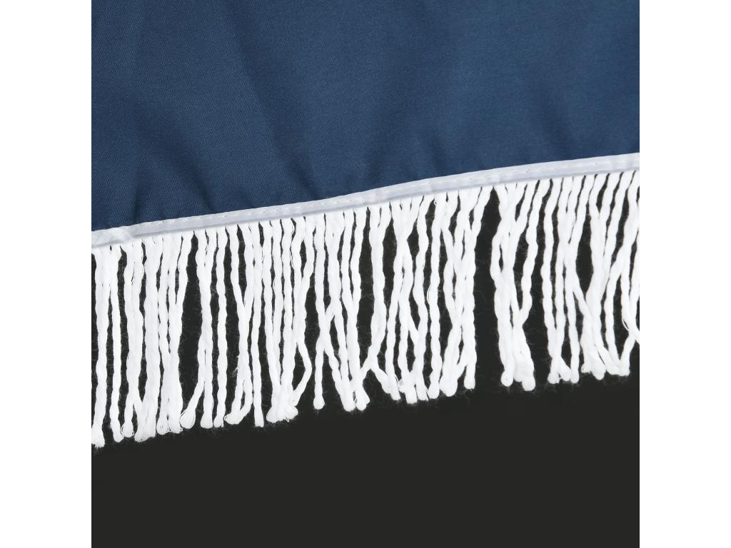 213cm Vintage Style Tiltable Garden Parasol with Blue Beige Fringe 70726YBLM