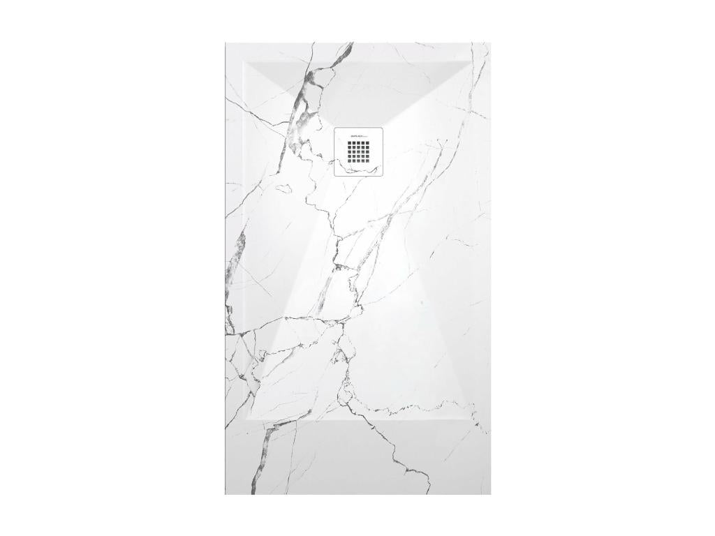 Calmetop 3D White Marble Shower Tray with Smooth Finish and Color Grid - 190x70 cm 20604DFAM