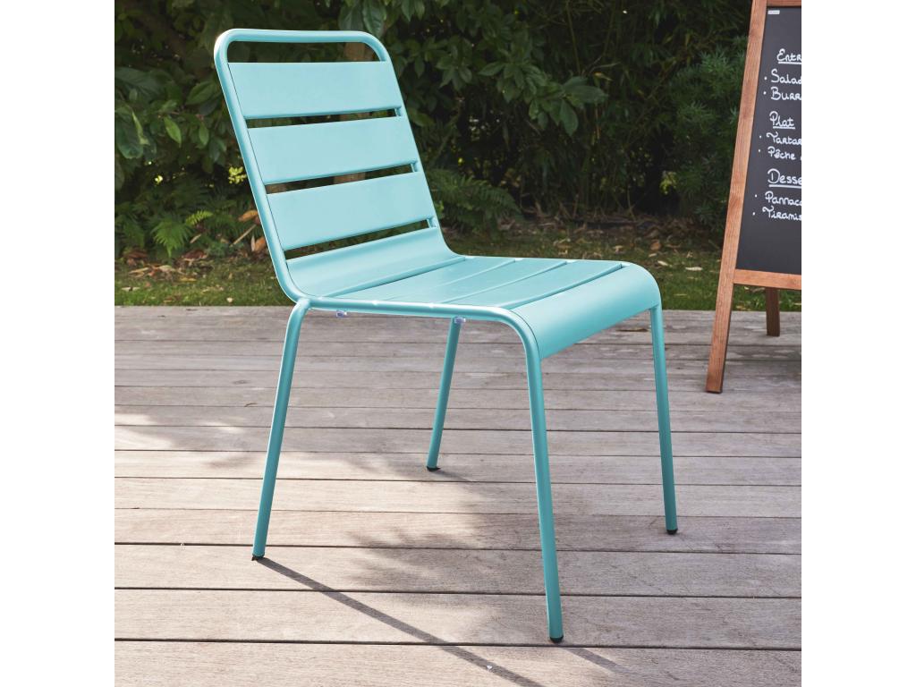 Turquoise metal garden chair - Nidchicshop 80405TDBH