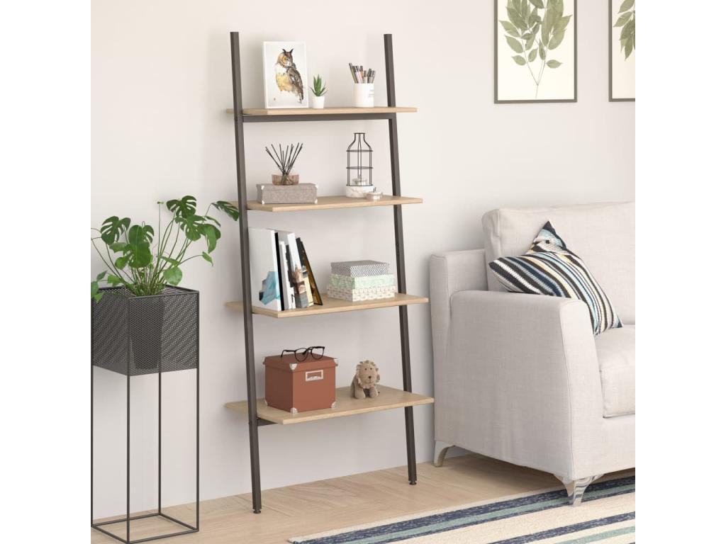 4-Tier Slanted Shelf, Light Brown and Black, 64x34x150.5cm, 30467LPZM
