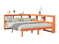 Bookshelf bed without mattress, brown wax finish, 140x200 cm, solid pine, 46126HISD