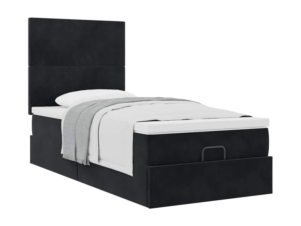 Nidchicshop bed frame with black velvet mattress 90x200 cm 54143JBZI