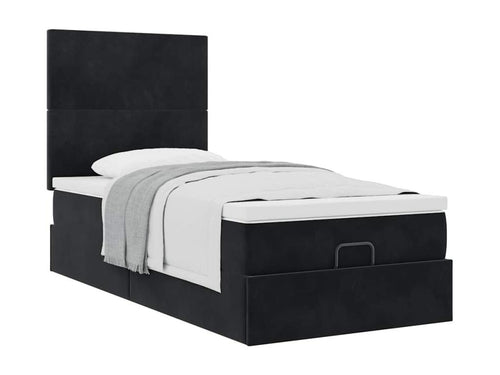 Nidchicshop bed frame with black velvet mattress 90x200 cm 54143JBZI