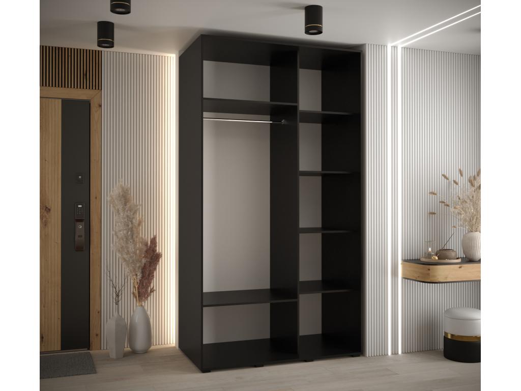 Nidchicshop 6-Door Sliding Wardrobe 235.2/130/60 cm, 2 Doors, Black/Black/Silver 05707KREX