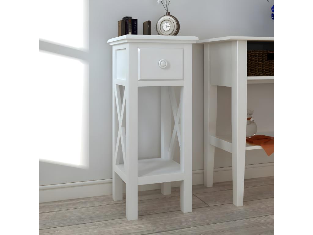 Side table with drawer, white, 03063ZOAL