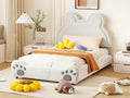 Children's bed 140x200 cm - bear shape - velvet fabric - Beige 59891EQTO