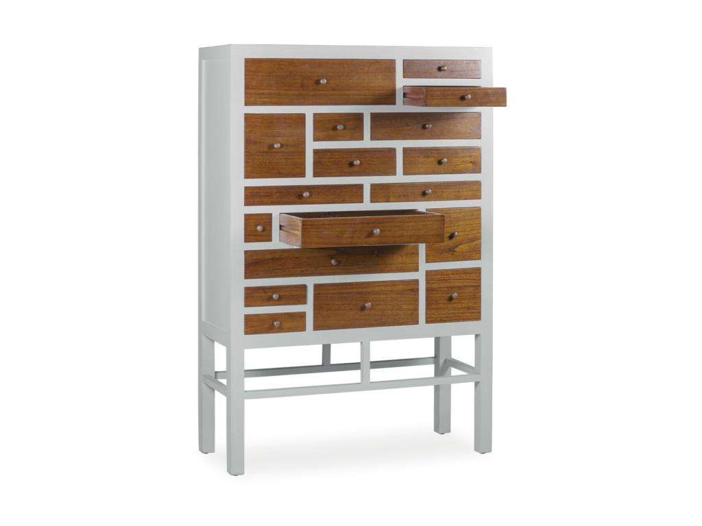 Nidchicshop solid wood chest of drawers in white and natural, 18 drawers, 100cm, 75686FUVC
