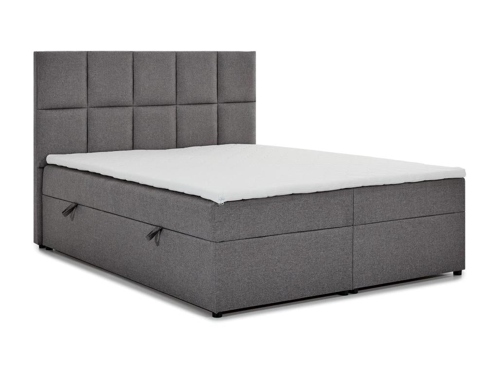 Black fabric box spring bed with mattress and topper, Lizen - Sleeping area 180x200 cm 75018WXFV