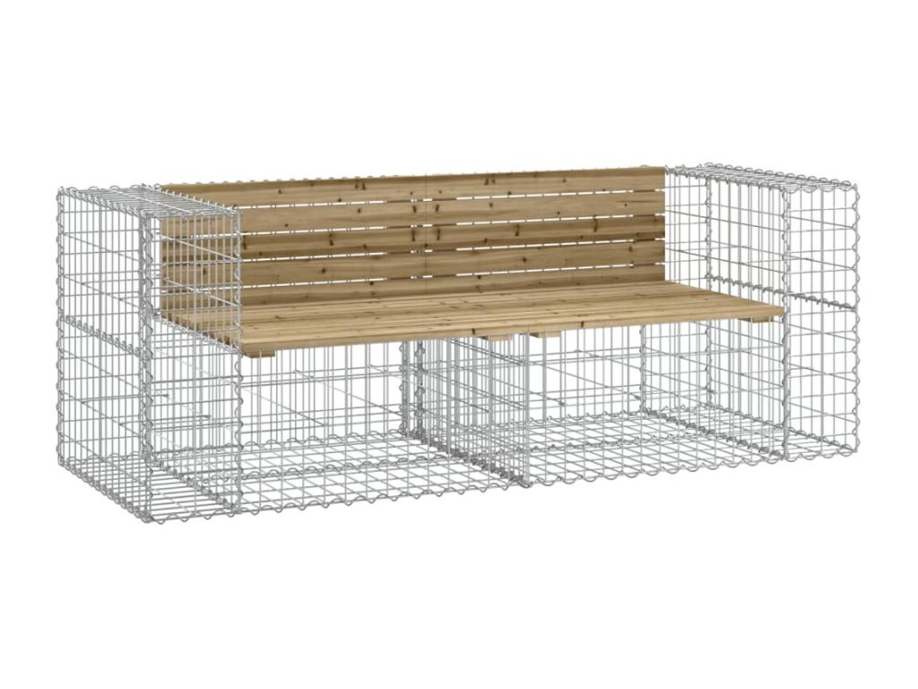 Gabion-style garden bench, 184x71x65.5cm, impregnated pine wood, 75097CDIL