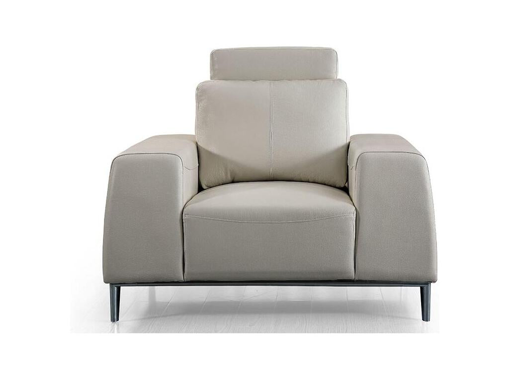 Leather armchair with reclining backrest, Nidchicshop Beige 28833IZYC