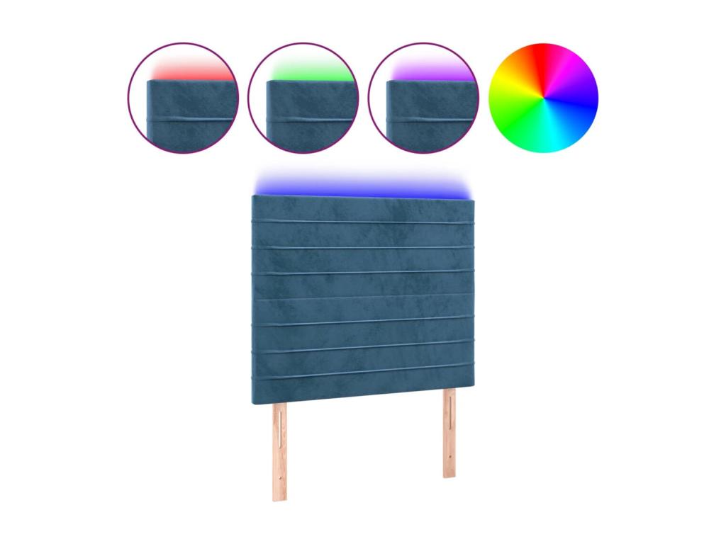 Dark Blue LED Headboard 80x5x118/128 cm Velvet 01198HUEQ