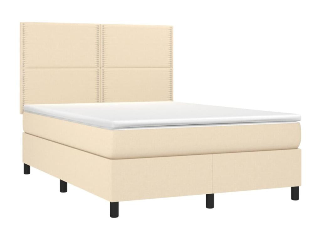 Upholstered bed base with mattress, Cream, 140x200 cm, Fabric 58952GAWK
