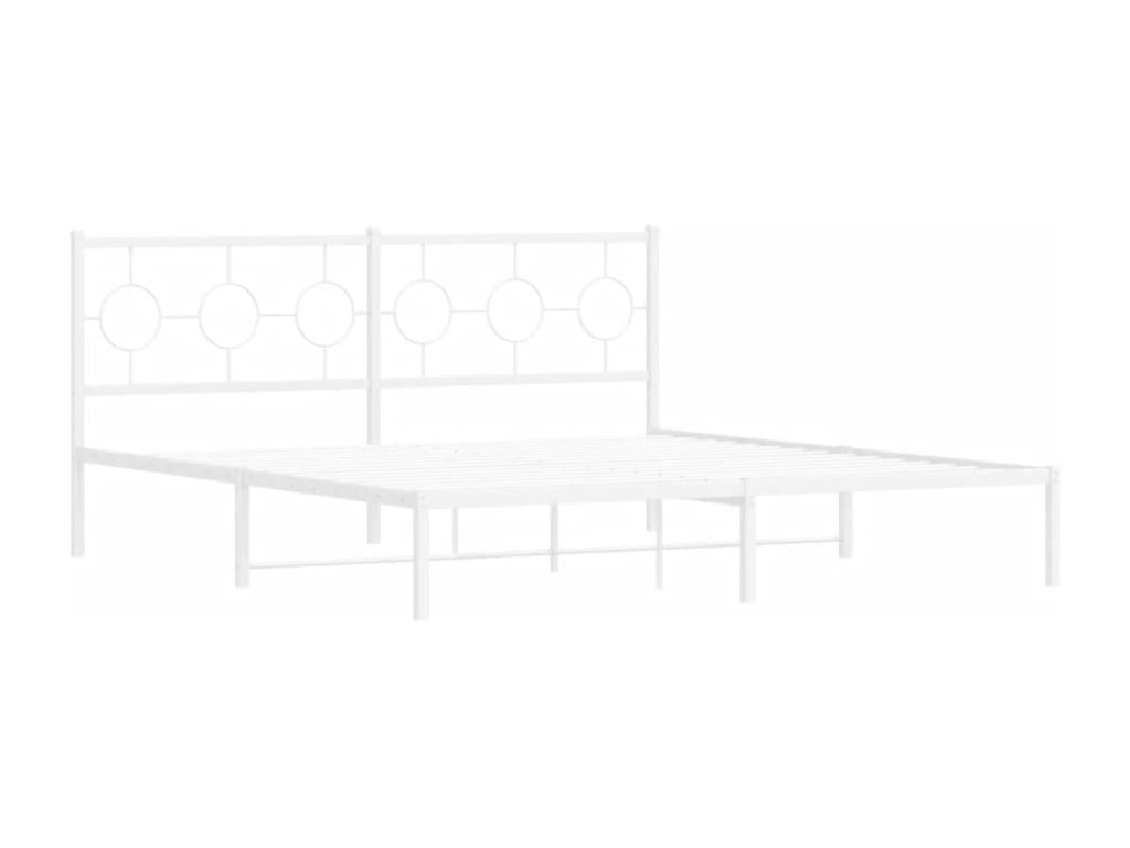 Metal bed frame with white headboard 180x200 cm 64148FCBD