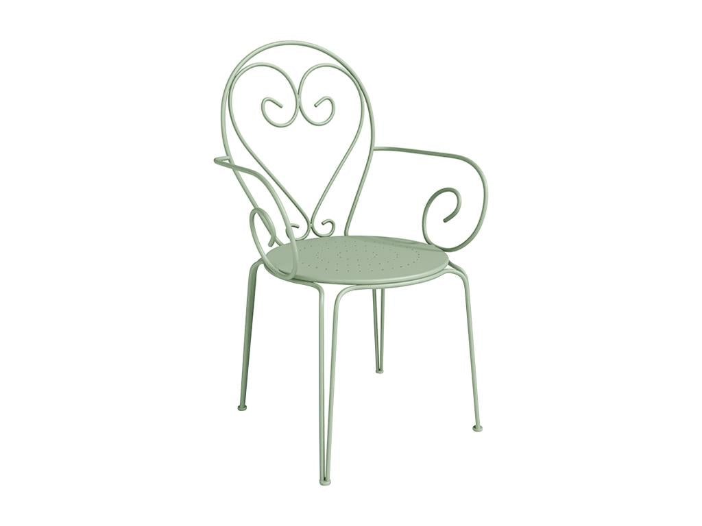 Set of 4 stackable metal garden chairs in wrought iron style - Almond green - Nidchicshop 36582IBXR