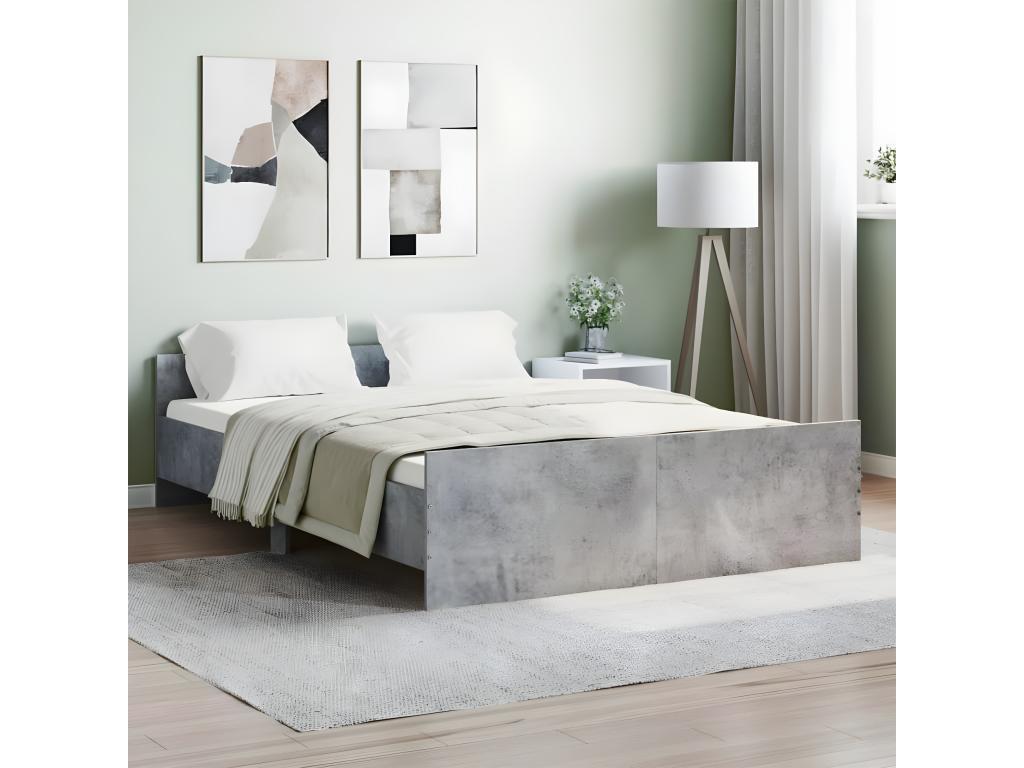 Bed frame without mattress concrete gray 140x190 cm 25936KQVM
