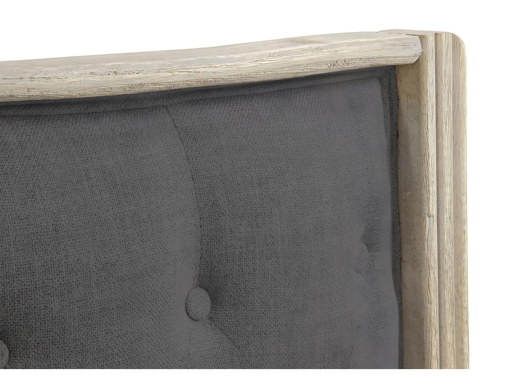 Upholstered headboard in dark grey linen and natural wood - length 160 x depth 10 x height 120 cm 33738LILA