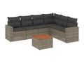 Garden furniture set with cushions, 7 pieces, grey woven resin, 55842SSVH