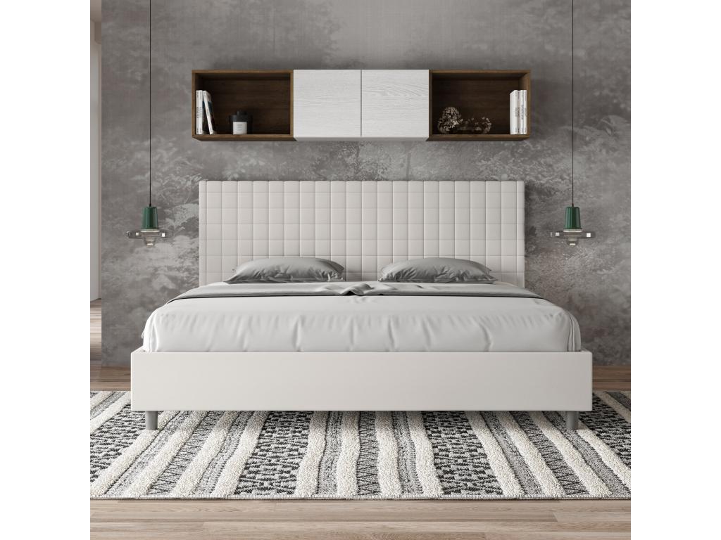 Nidchicshop 68713CWDC Upholstered Bed without Mattress 180x210 White Faux Leather