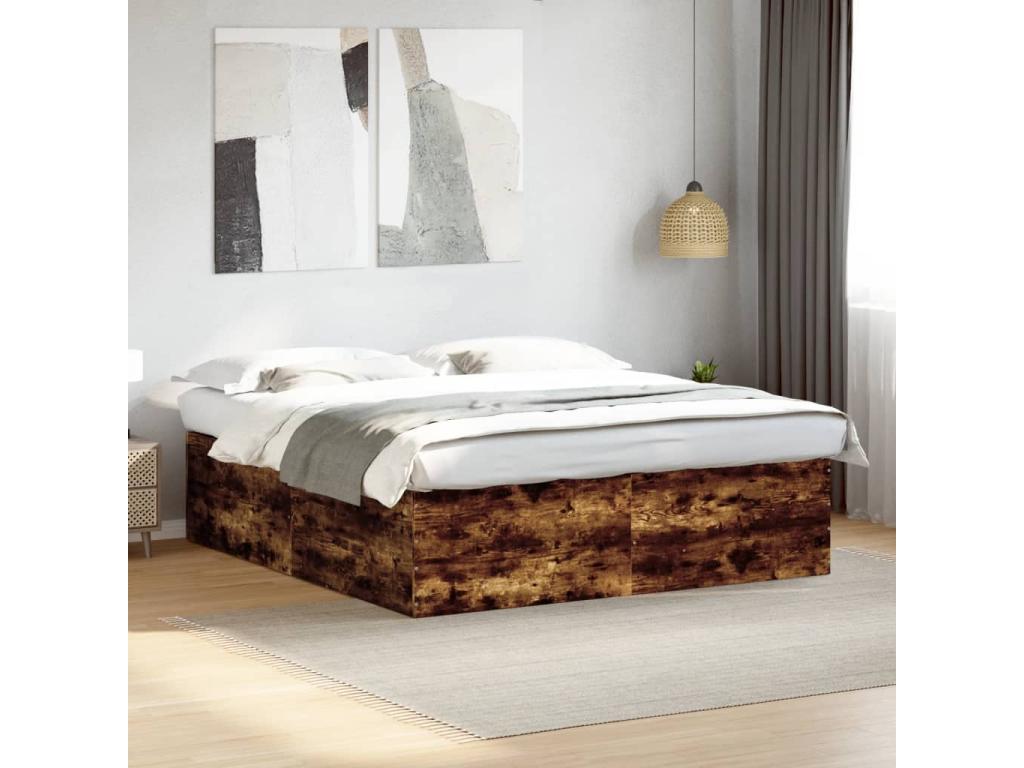Smoked oak bed frame 200x200 cm engineered wood 96220AVYN