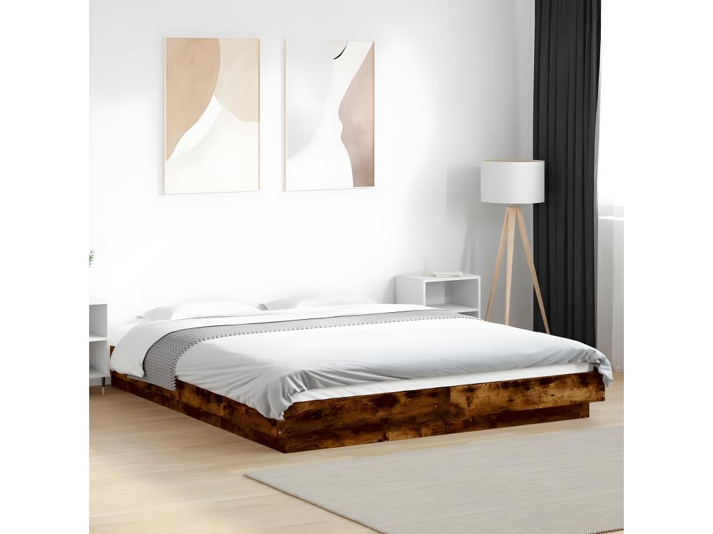 Bed frame without mattress, smoked oak, 150x200 cm, 54376RDZF