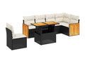 7-piece garden furniture set with cushions, black woven resin, 45131CIDZ