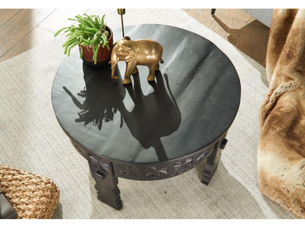 Black Coffee Table, Round Oriental Solid Wood Sofa Table 13133PEXK