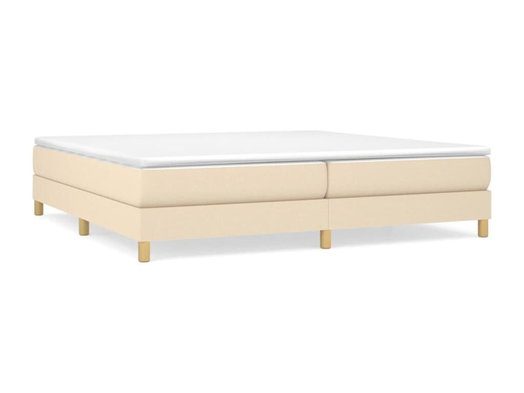 Upholstered bed base with mattress, Cream, 200x200 cm, Fabric 09784NFXK