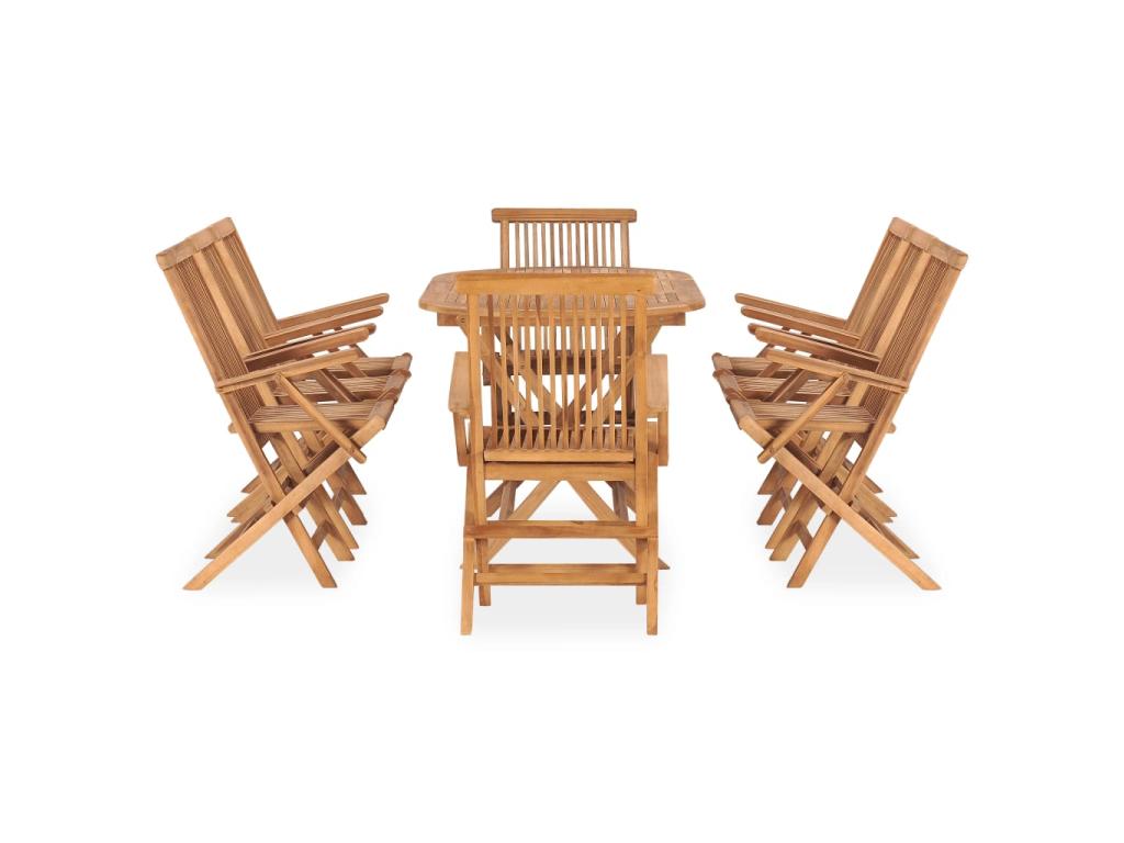 9-Piece Folding Outdoor Dining Set, Solid Teak Wood 25585NKLW