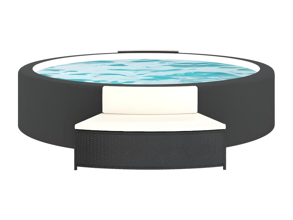 Nidchicshop - Spa benches with cushions, set of 2, black woven resin 03801XFMO