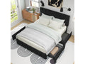 Upholstered bed with 4 drawers and black spring mattress 140x200 cm - Calmetop 47547HBDU